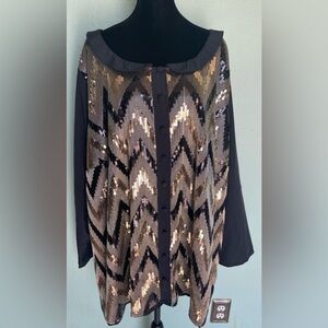 eShakti Black and Gold Sequin Top